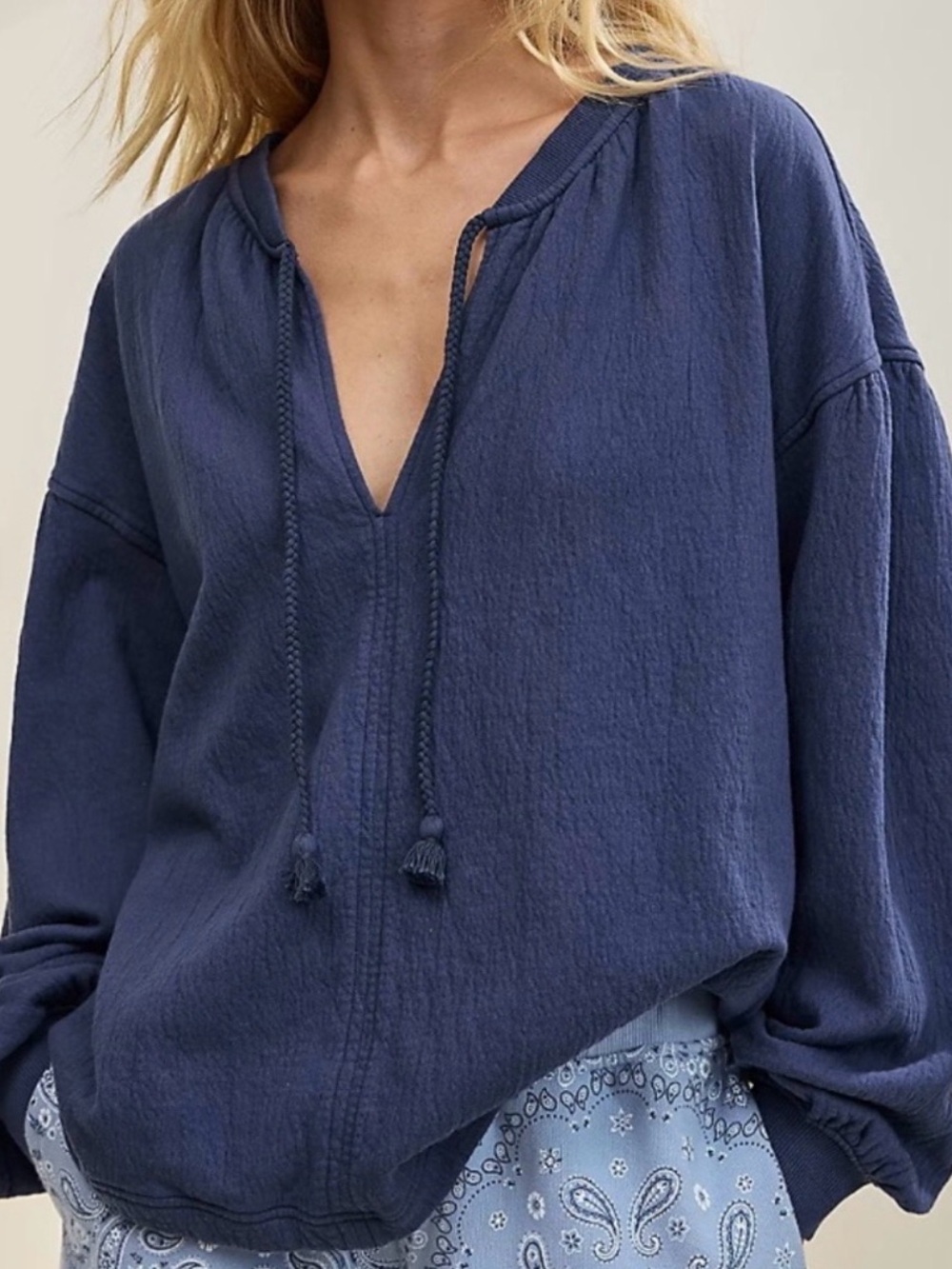 Aerie Easy Street Oversized Pullover Top in Blue, Size Large very oversized NWT